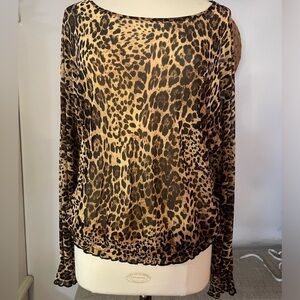 A Love Story Sheer Leopard Print Top Size XL Flowy Boho